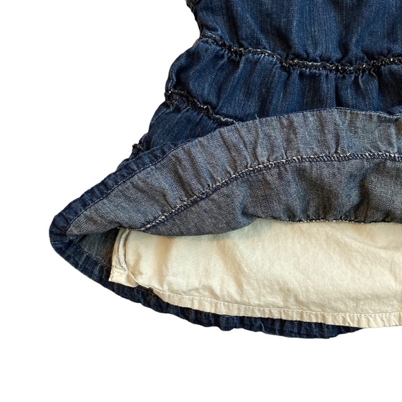 Paper denim & cloth denim tiered ruffle dress with puff sleeves, Sz 24M - Picture 4 of 11